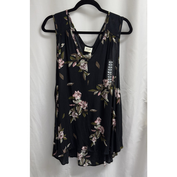 h.i.p. Happening in the Present Tank Top Shirt Women's Size 2X Black Floral - Picture 1 of 7